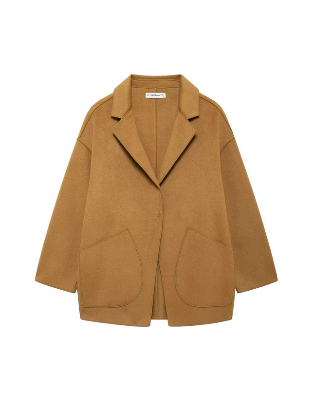 Wollmantel Damen Winter – beige minimalistisch 0